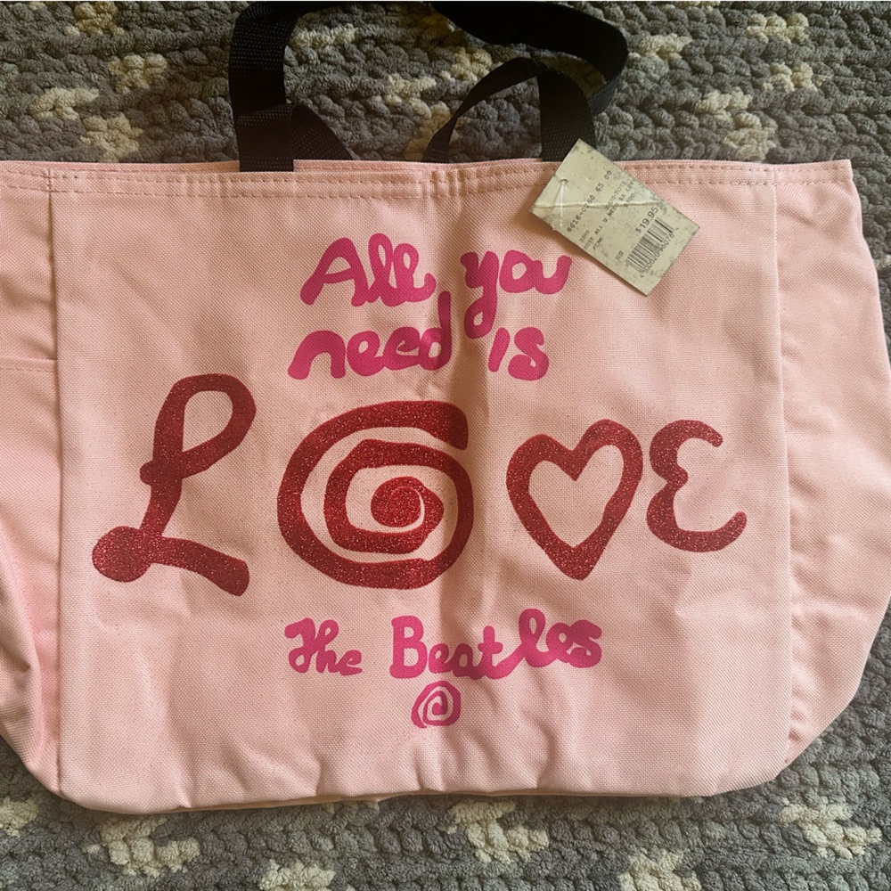 Beatles All You Need is Love Pink Tote Bag